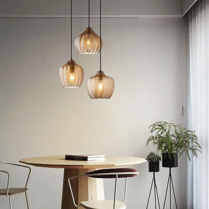 Lampada a Sospensione Barrel 1 Luce in Vetro Wave Testurizzato Nordico