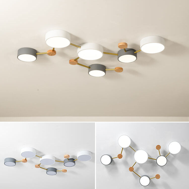 Illuminazione a Soffitto LED in Legno Massello e Ferro Stile Minimalista Scandinavo