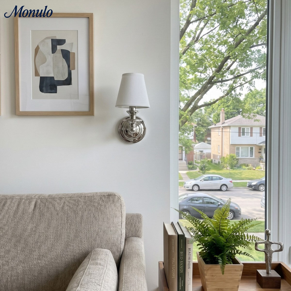 Applique a Muro con Paralume Rowan – Illuminazione in Tessuto per una Luce Accogliente in Cottage