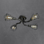 Lampada da soffitto rotonda in ferro industriale vintage con tubo d'acqua, 4/6/8 luci
