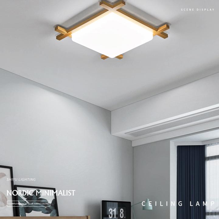 Tradizionale Giapponese Legno Acrilico Quadrato Tatami LED Flush Mount Lampada da Soffitto per Camera da Letto