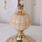 Lampada da Tavolo Tradizionale Vintage in Tessuto Floreale con Placcatura in Vetro per Camera da Letto