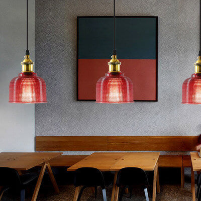 Lampada a Sospensione Vintage in Vetro Tessuto con Lattice a 1 Luce