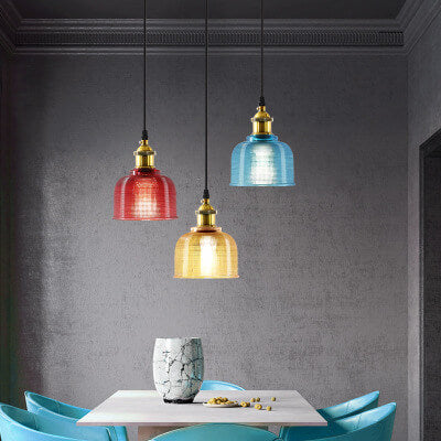 Lampada a Sospensione Vintage in Vetro Tessuto con Lattice a 1 Luce