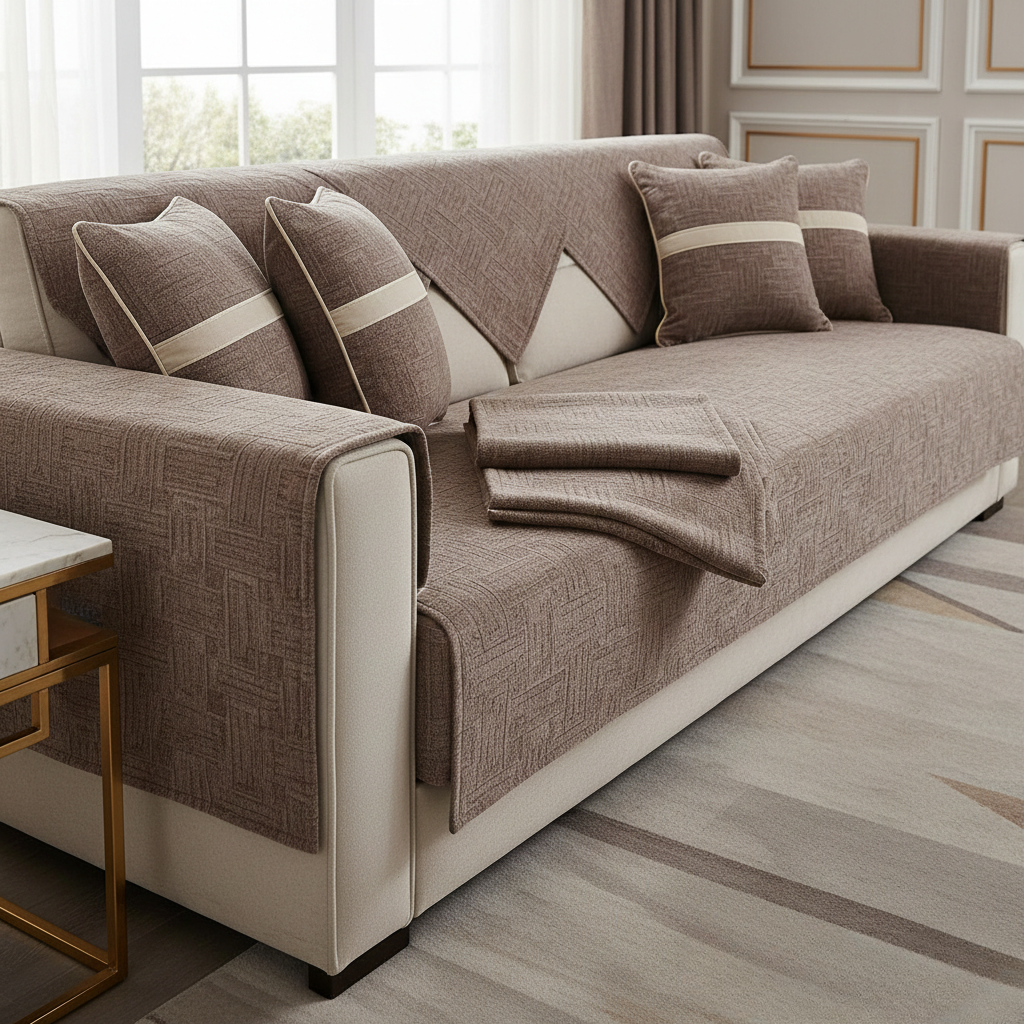 Copertura per Divano Universale di Lusso in Unico Pezzo con Design Texturizzato