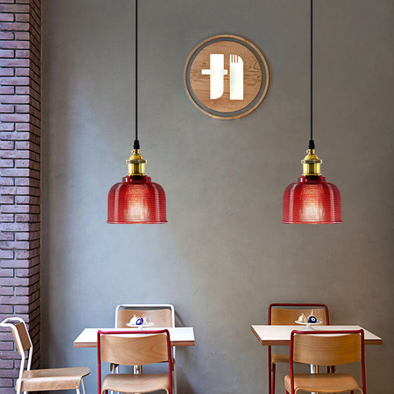 Lampada a Sospensione Vintage in Vetro Tessuto con Lattice a 1 Luce