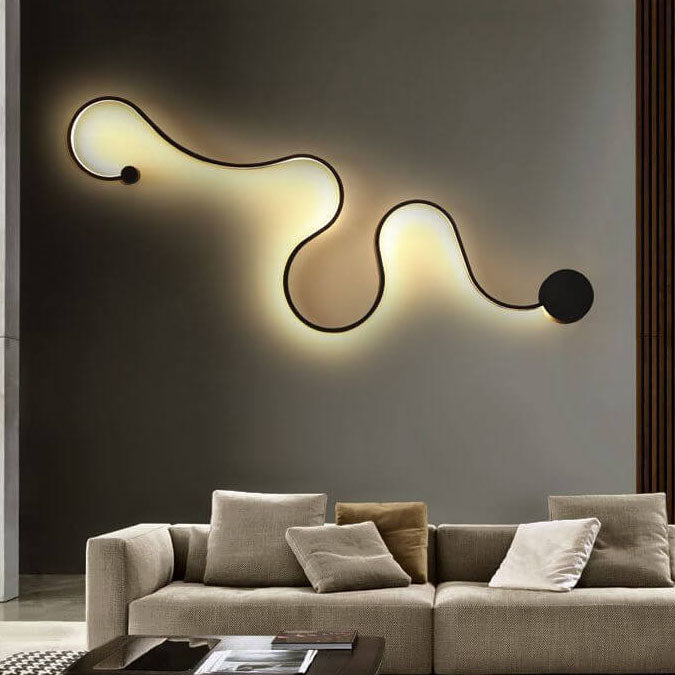 Lampada da Parete Curva LED Moderna in Alluminio a Forma di Serpente con 1 Luce
