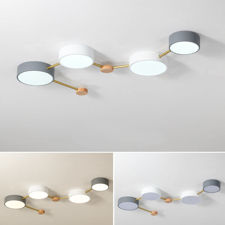 Illuminazione a Soffitto LED in Legno Massello e Ferro Stile Minimalista Scandinavo