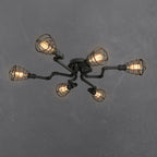 Lampada da soffitto rotonda in ferro industriale vintage con tubo d'acqua, 4/6/8 luci