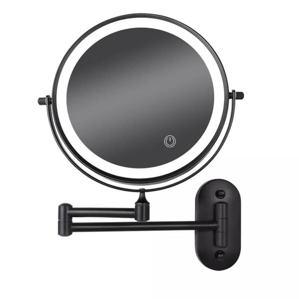 Specchio ingrandente LED ricaricabile nero per trucco e bagno