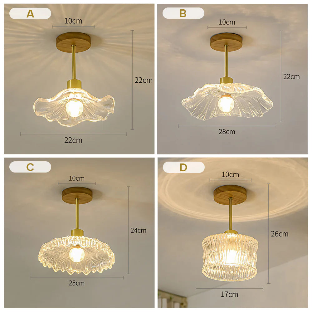 Lampada da soffitto in vetro a petalo elegante
