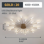 Wesley Flush-Mount Ceiling Light Fuochi d'Artificio, Nero/Oro
