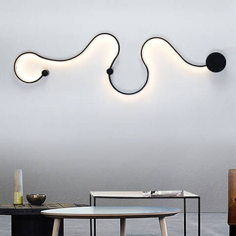 Lampada da Parete Curva LED Moderna in Alluminio a Forma di Serpente con 1 Luce