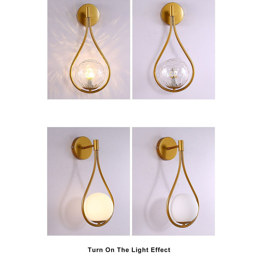 Moderna Applique con Globo a Forma di Goccia d'Acqua 1 Luce 2 Design