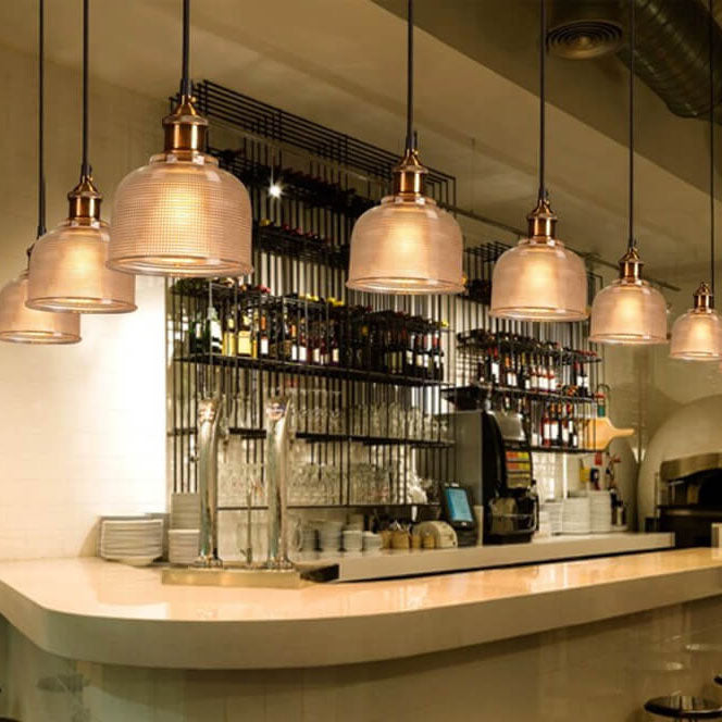 Lampada a Sospensione Vintage in Vetro Tessuto con Lattice a 1 Luce