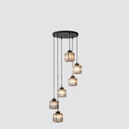 Lampadari Moderni Prismatici in Cristallo Cilindrico a 6 Luci per Scale