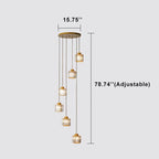 Lampadari Moderni Prismatici in Cristallo Cilindrico a 6 Luci per Scale