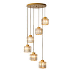 Lampadari Moderni Prismatici in Cristallo Cilindrico a 6 Luci per Scale