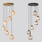 Lampadari Moderni Prismatici in Cristallo Cilindrico a 6 Luci per Scale