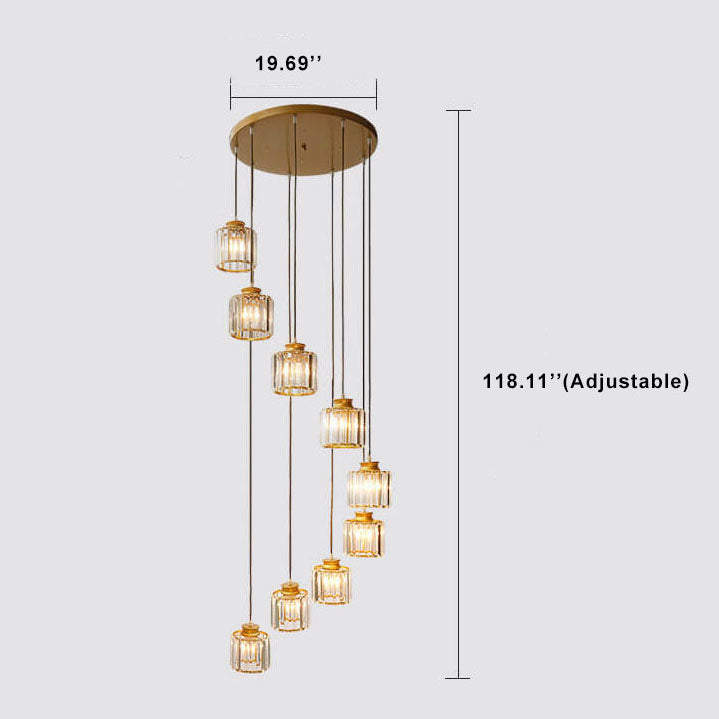 Lampadari Moderni Prismatici in Cristallo Cilindrico a 6 Luci per Scale