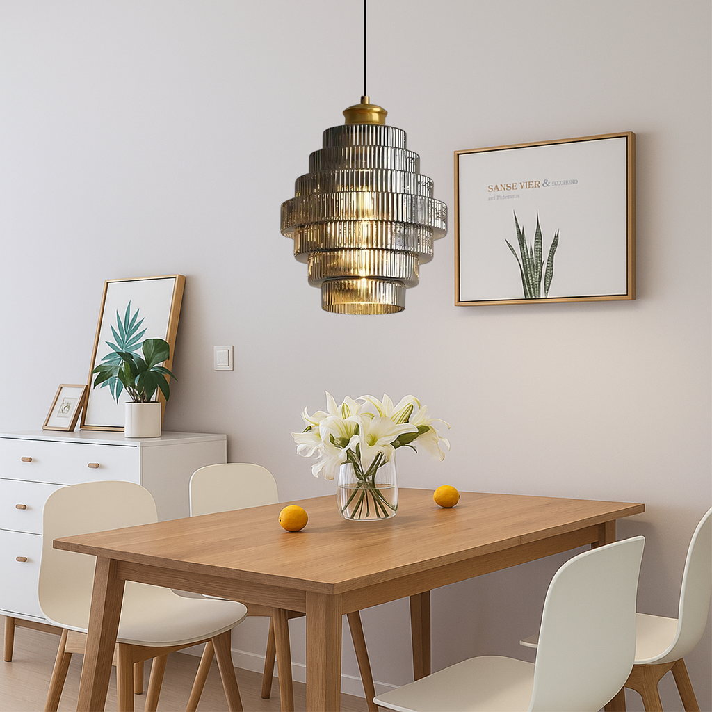 Lampada a Sospensione in Vetro Vintage a Più Livelli