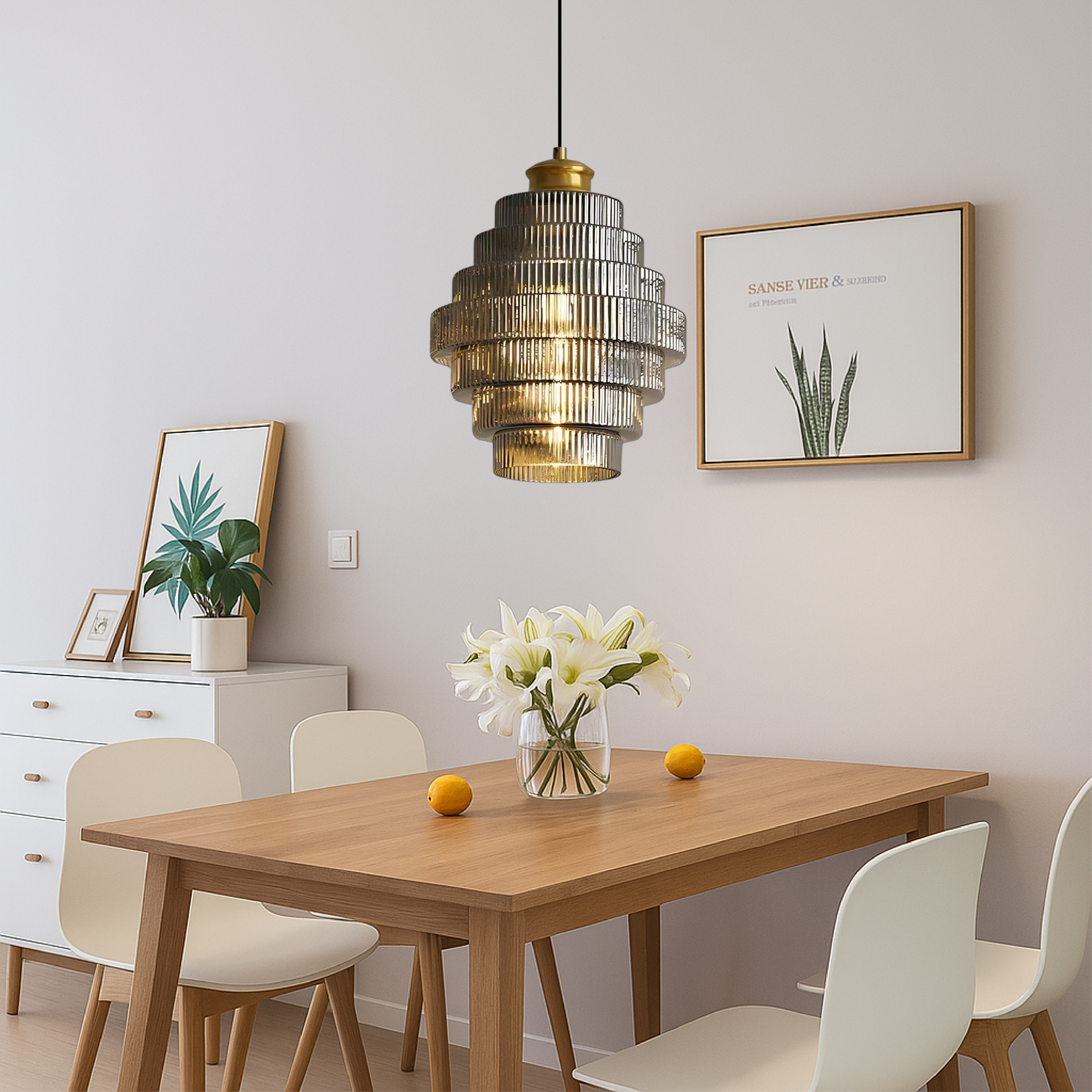 Lampada a Sospensione in Vetro Vintage a Più Livelli