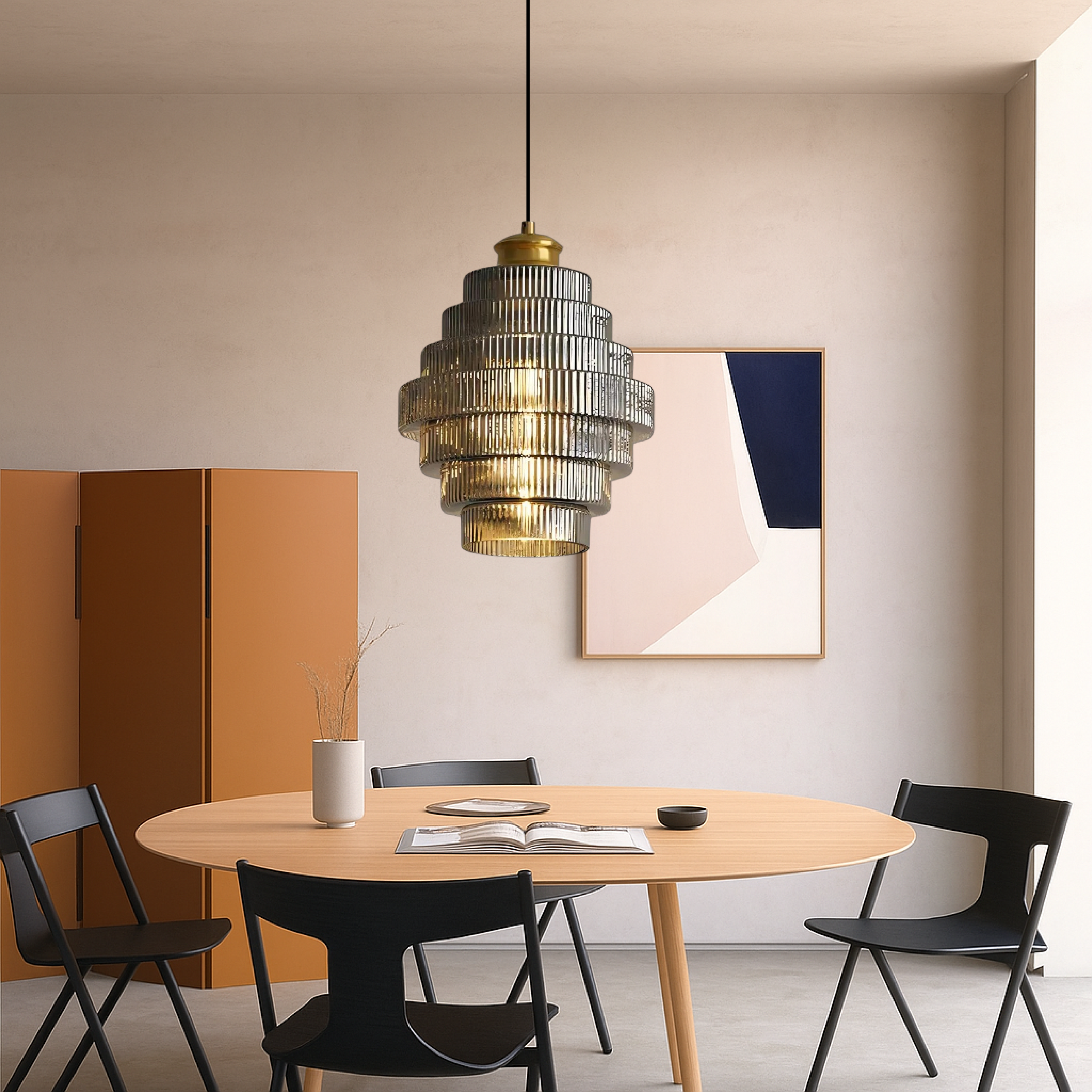 Lampada a Sospensione in Vetro Vintage a Più Livelli