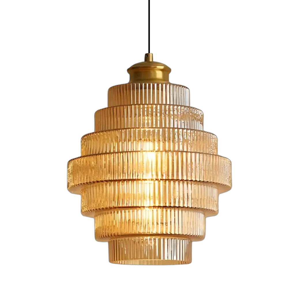 Lampada a Sospensione in Vetro Vintage a Più Livelli