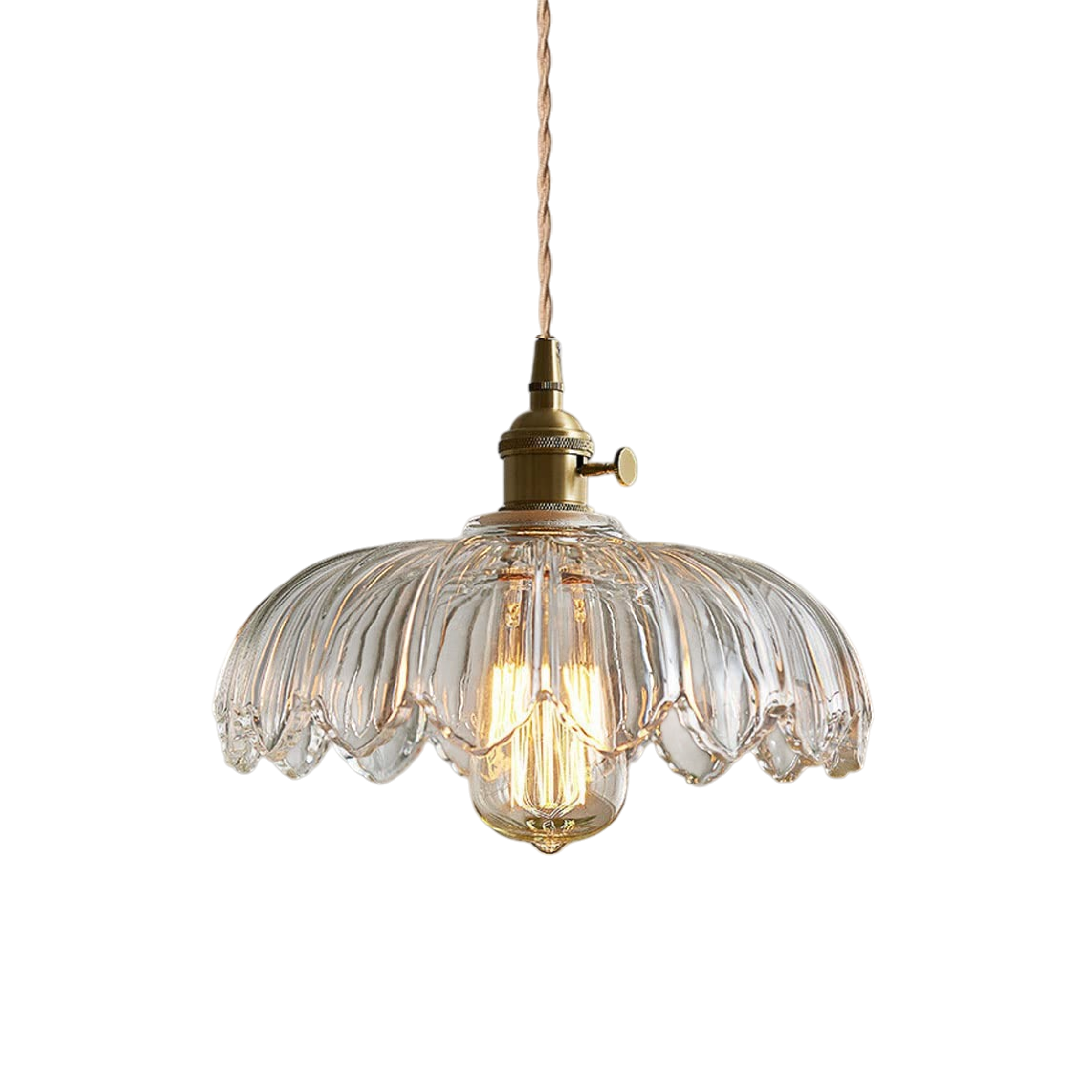 Lampadario in Vetro a Forma di Fiore Retro