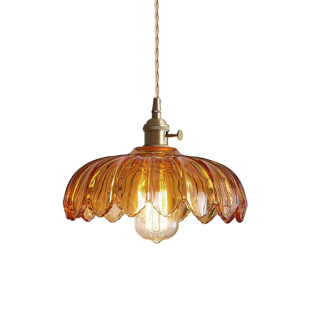 Lampadario in Vetro a Forma di Fiore Retro