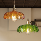 Lampadario in Vetro a Forma di Fiore Retro