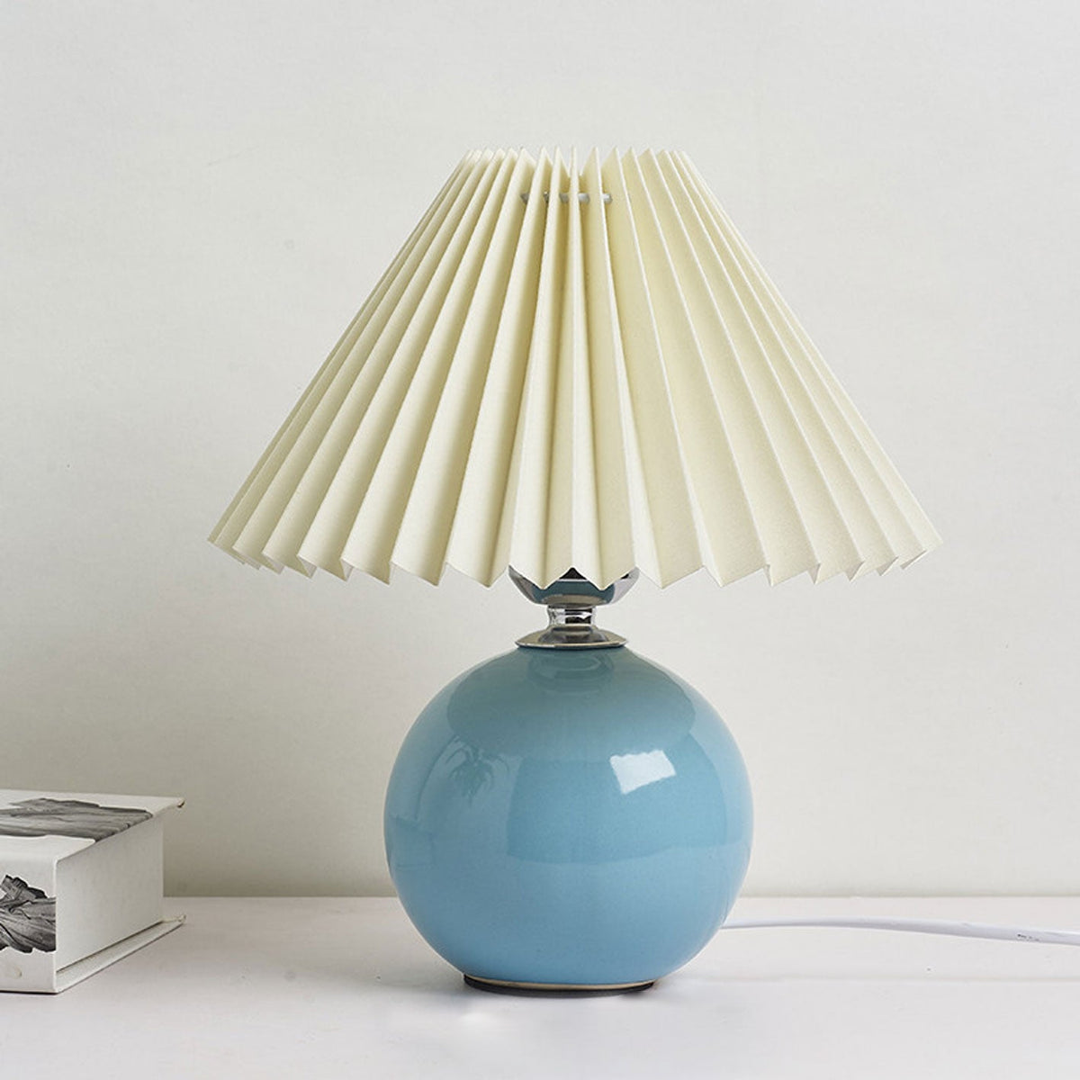 Lampada da Tavolo Ceramica Pieghettata Minimalista Nordica a 1 Luce