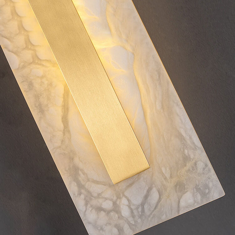Applique da Parete LED in Ottone e Marmo di Lusso Leggero a Forma Ovale e Quadrata