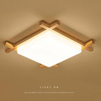 Tradizionale Giapponese Legno Acrilico Quadrato Tatami LED Flush Mount Lampada da Soffitto per Camera da Letto