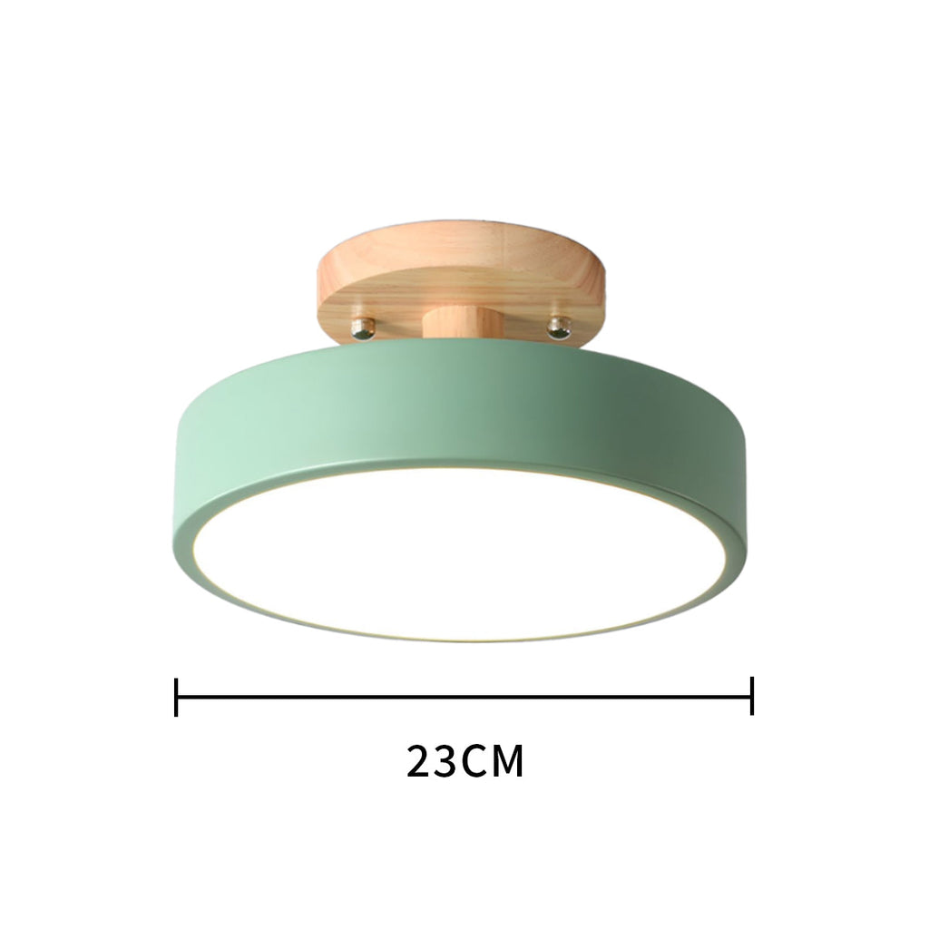 Glarefusion Rotondo Semi Flush Lampada da Soffitto in Legno