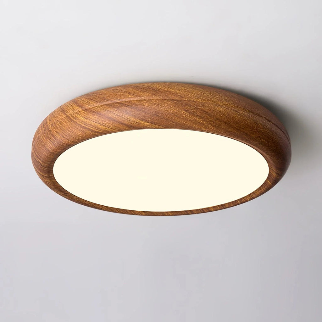 Lampada da soffitto circolare classica ispirata al legno