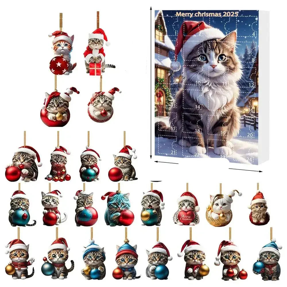 Set di Ornamenti Natalizi per Gatti da 24 Pezzi – Acrilico