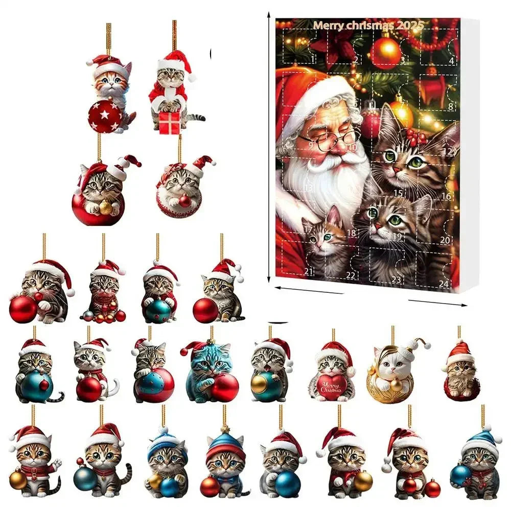 Set di Ornamenti Natalizi per Gatti da 24 Pezzi – Acrilico