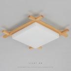 Tradizionale Giapponese Legno Acrilico Quadrato Tatami LED Flush Mount Lampada da Soffitto per Camera da Letto