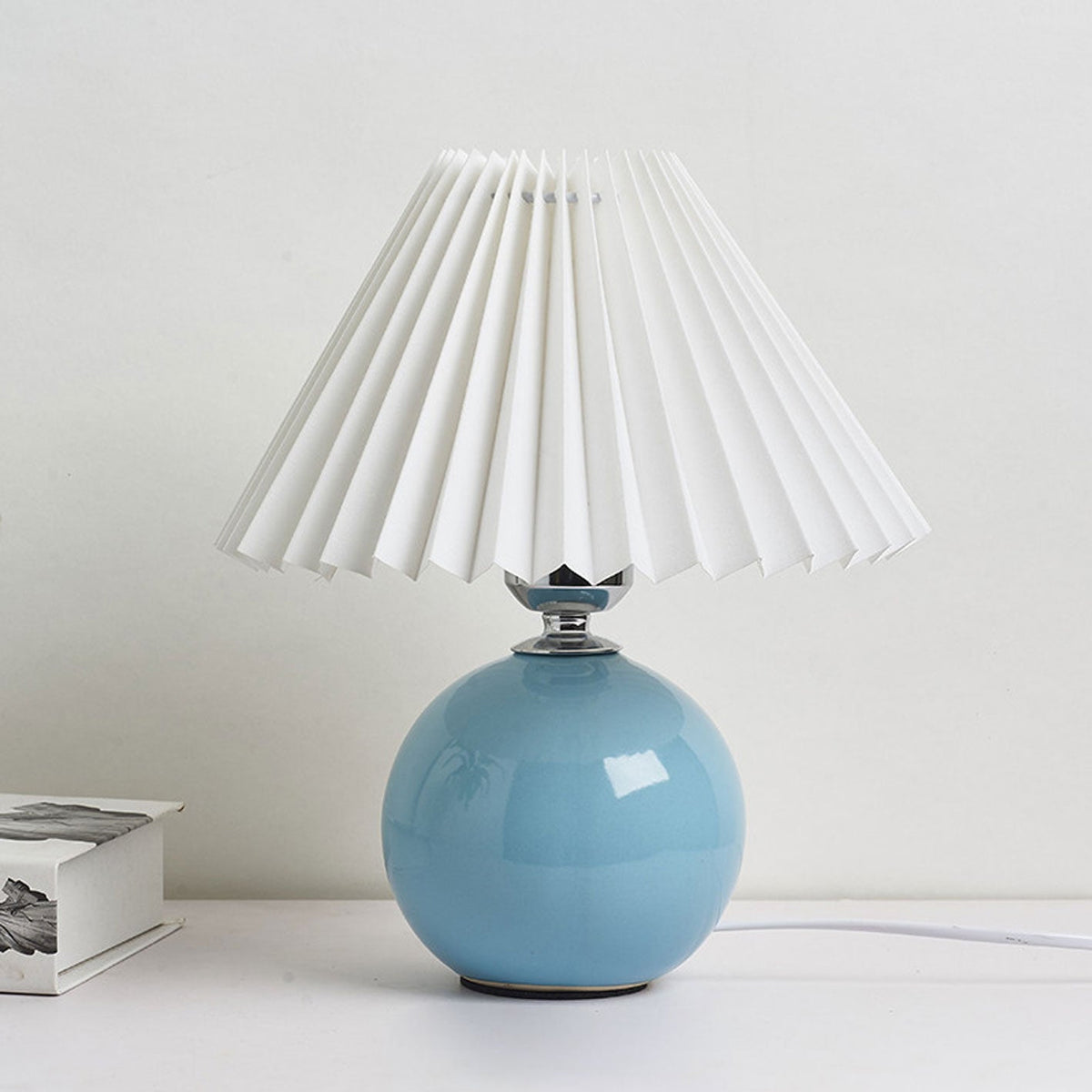 Lampada da Tavolo Ceramica Pieghettata Minimalista Nordica a 1 Luce