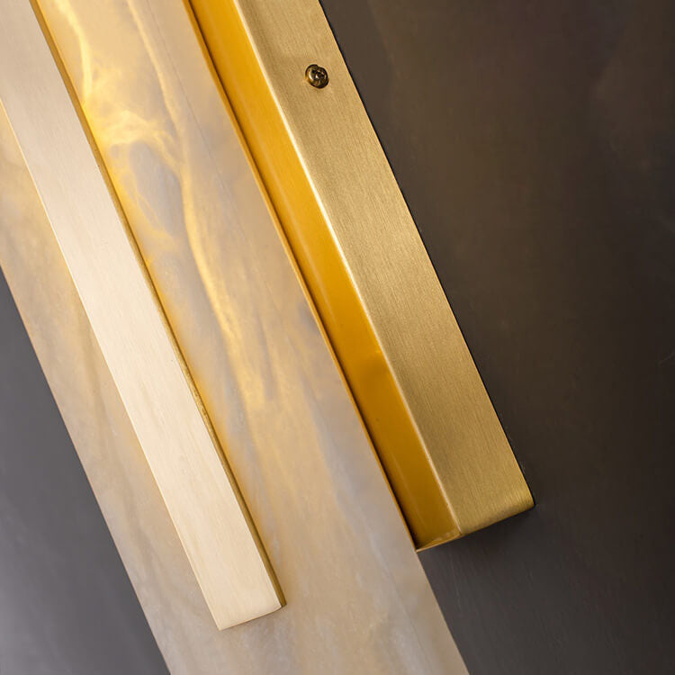 Applique da Parete LED in Ottone e Marmo di Lusso Leggero a Forma Ovale e Quadrata