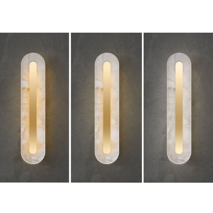Applique da Parete LED in Ottone e Marmo di Lusso Leggero a Forma Ovale e Quadrata