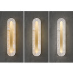 Applique da Parete LED in Ottone e Marmo di Lusso Leggero a Forma Ovale e Quadrata
