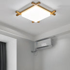 Tradizionale Giapponese Legno Acrilico Quadrato Tatami LED Flush Mount Lampada da Soffitto per Camera da Letto