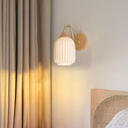 Applique da Parete Rotonda in Vetro e Ferro Striato Nordic Contemporaneo con 1 Luce per Soggiorno e Camera da Letto