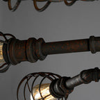 Lampada da soffitto rotonda in ferro industriale vintage con tubo d'acqua, 4/6/8 luci