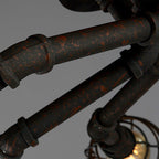 Lampada da soffitto rotonda in ferro industriale vintage con tubo d'acqua, 4/6/8 luci