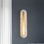 Applique da Parete LED in Ottone e Marmo di Lusso Leggero a Forma Ovale e Quadrata