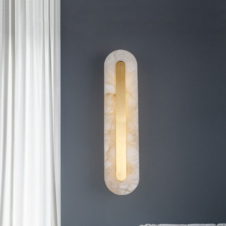 Applique da Parete LED in Ottone e Marmo di Lusso Leggero a Forma Ovale e Quadrata
