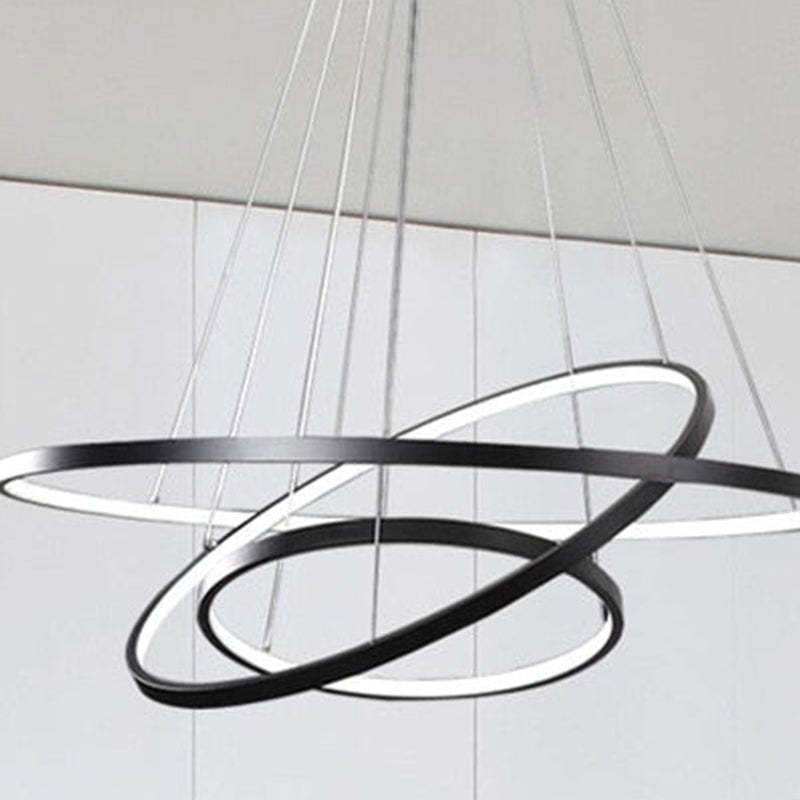 Lampada a Sospensione LED Illuminato Arisha Design Bianco/Nero/Oro Anello Interno Soggiorno/Camera da Letto